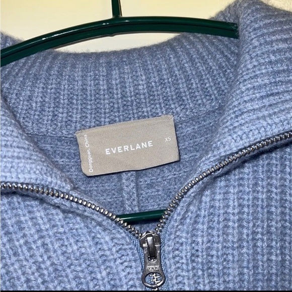 Everlane Felted Merino Half-Zip Sweater in Light Blue - Picture 7 of 7